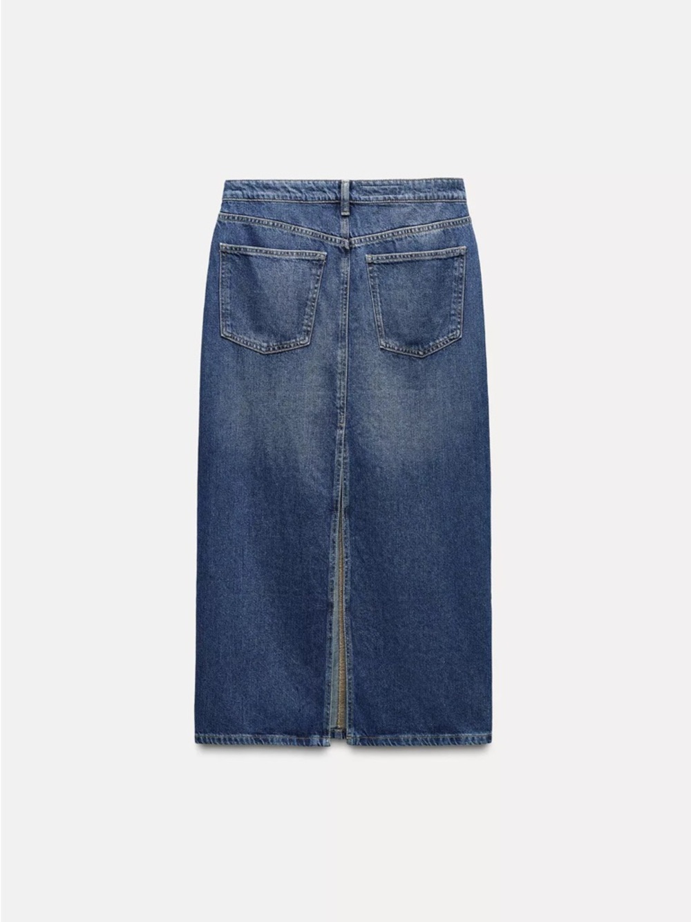 Zara Blue Denim Midi Skirt